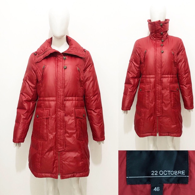 22 octobre red long down winter coat / jacket (jaket bulu angsa)