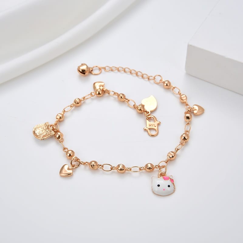 [COD]gelang tangan anak model hello kitty lucu terbaru Anti karat gelang mas anak perhiasan titanium gelang ukuran adjustable baby bangle