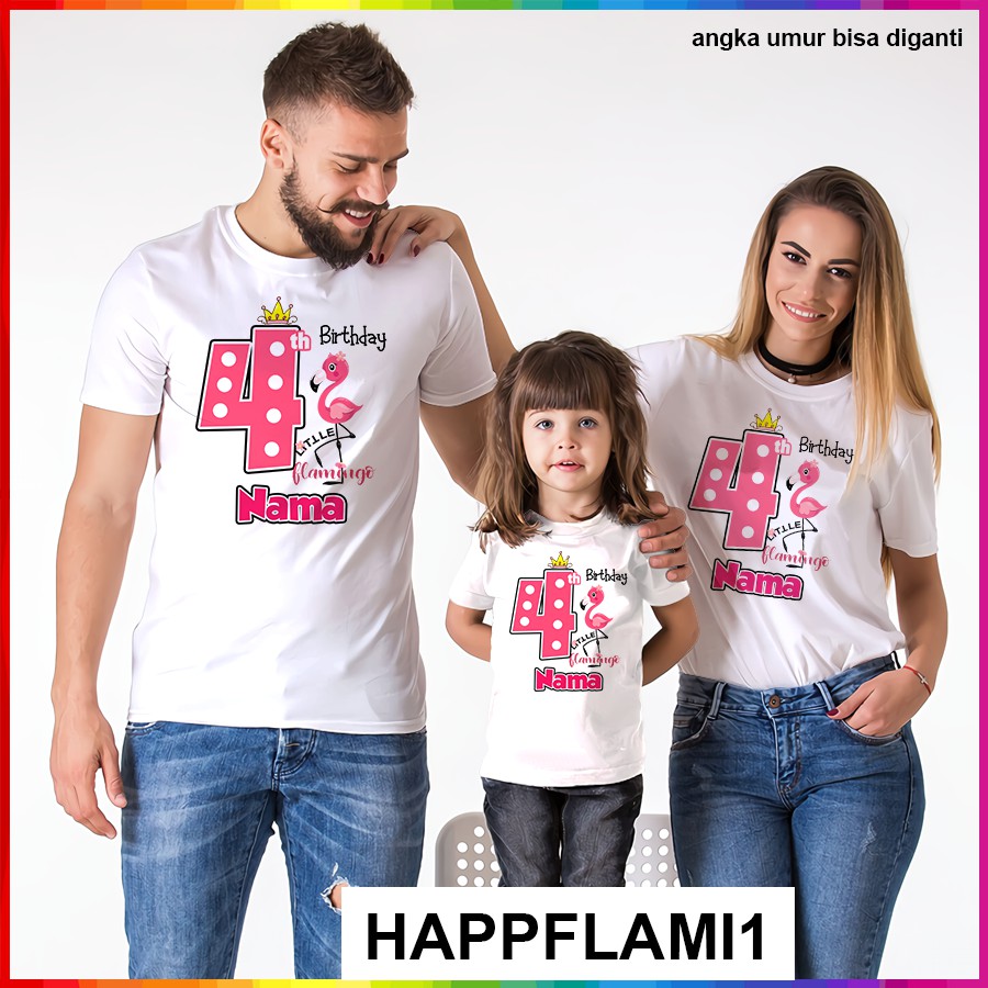 [FREE NAMA!!] Baju Kaos ANAK DAN DEWASA FLAMINGO BANYAK MOTIF