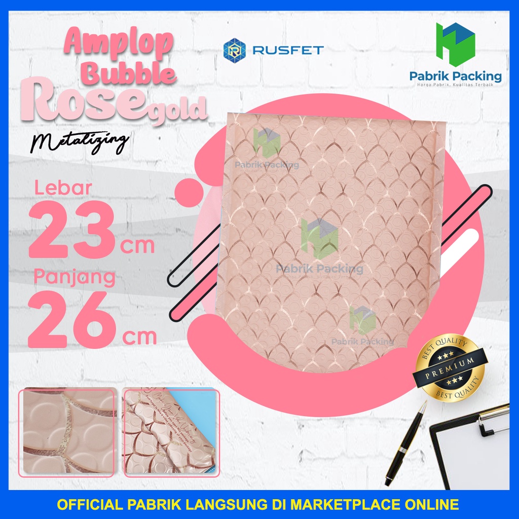 Amplop Bubble Mailer | Bubble Packing Termurah Motif Rose Gold Scale Fish 23x26cm Satuan