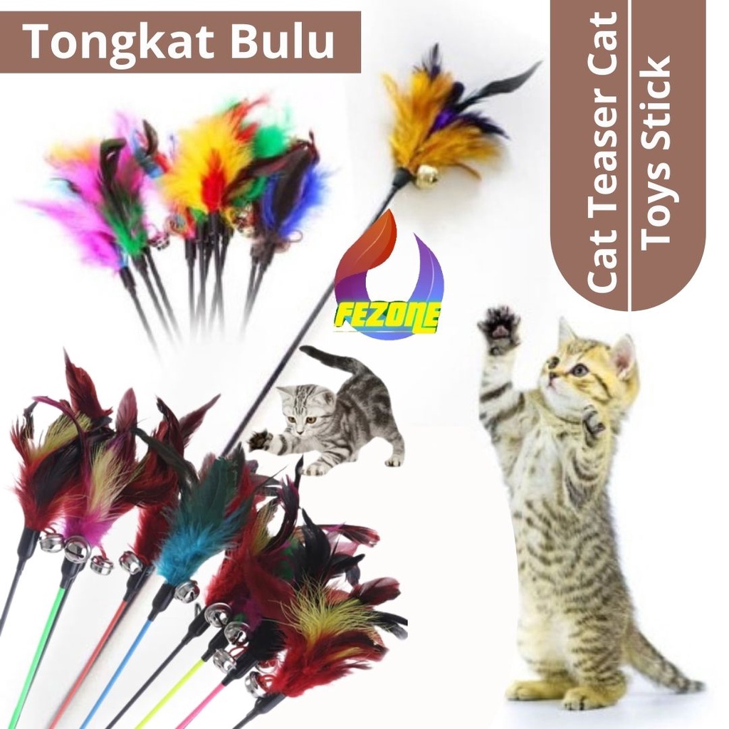 Mainan Kucing Cat Teaser Cat Toys Stick Mainan Kucing bulu Lonceng Krincing FEZONE