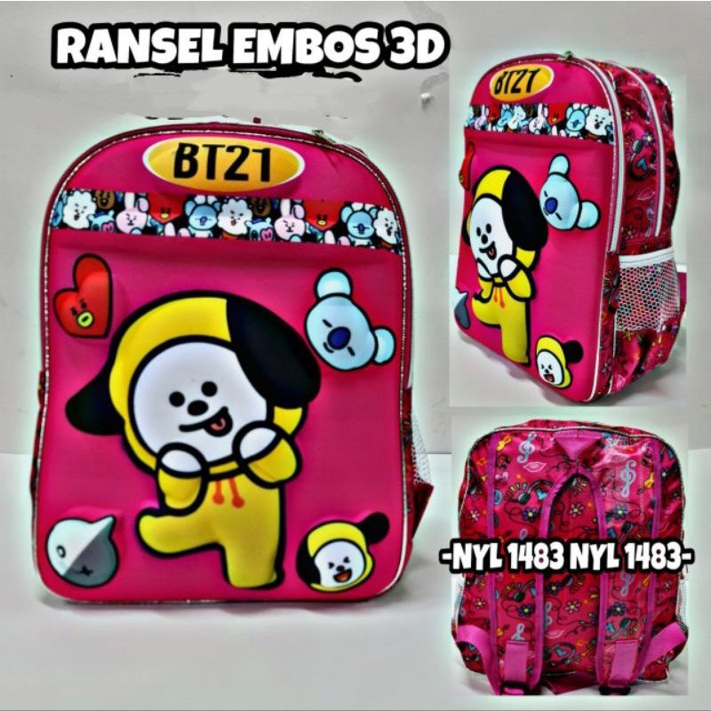 PDF tas sekolah anak perempuan gambar 3D tas import tas ransel embos gambar timbul tas punggung