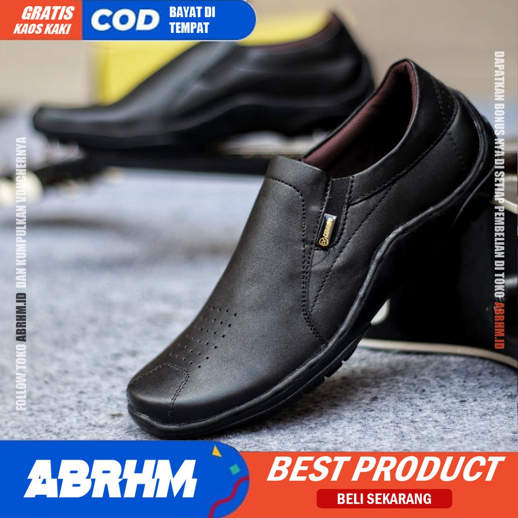 ABRHM DILBA Sepatu Slip On Pria Sepatu Pria Casual Kulit Asli Sepatu Kasual Pria Pantofel Kerja Kuliah Semi formal Original Kekinian Murah Terlaris