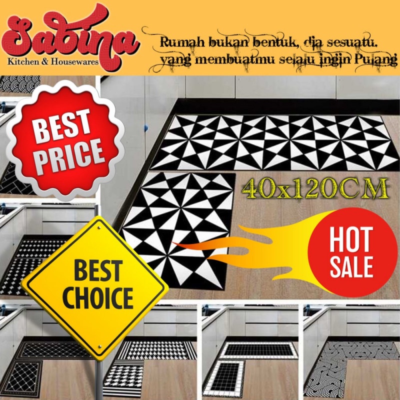 Keset Dapur Anti slip Dekorasi Rumah Model Unik Panjang 40x120cm 1 Pcs