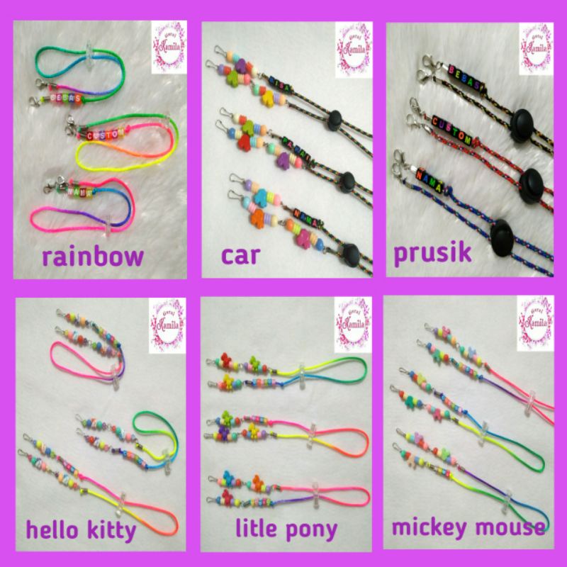 tali masker anak custom nama, kalung masker cewek cowok perempuan laki-laki, tali strap masker
