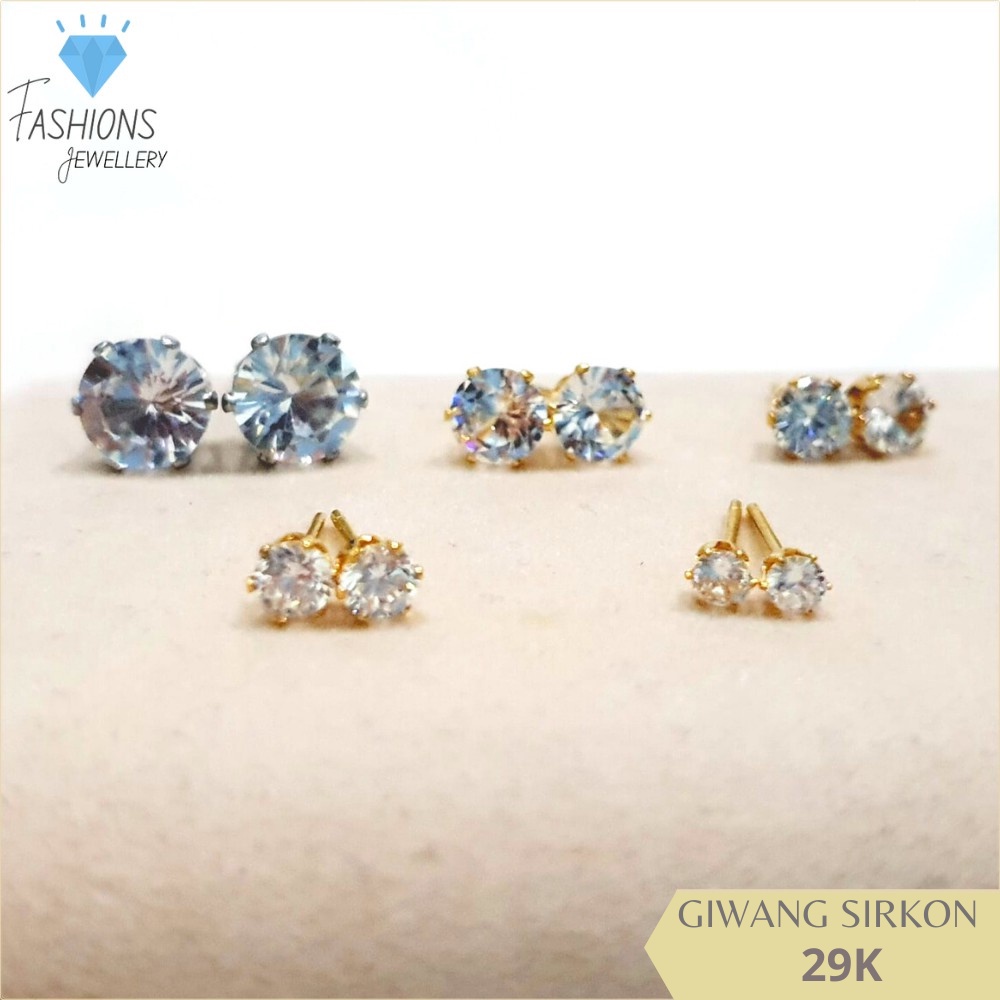 Giwang Titanium permata sirkon