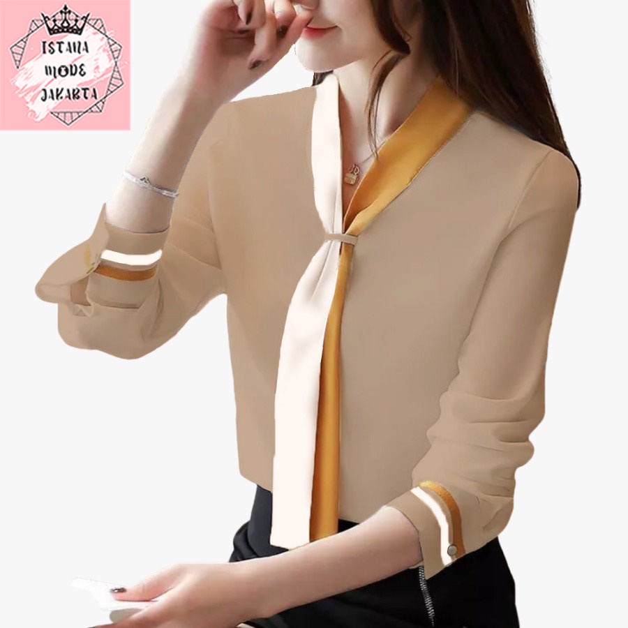 ISTANA MODE JAKARTA Elina baju atasan wanita terbaru blouse korean style blouse wanita lengan panjang-1