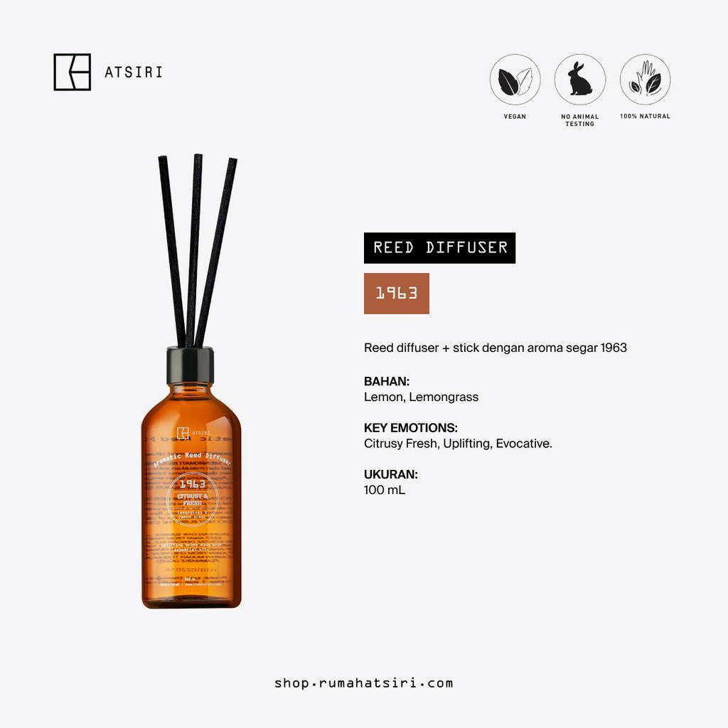 Rumah Atsiri 1963 Reed Diffuser Pengharum Ruangan Free Fiber stick Pure Essential Oil