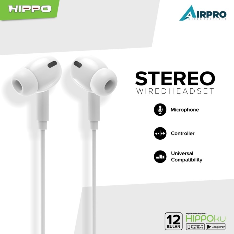 ECER HIPPO Airpro Handsfree Stereo Clear and Powerfull-White ECER