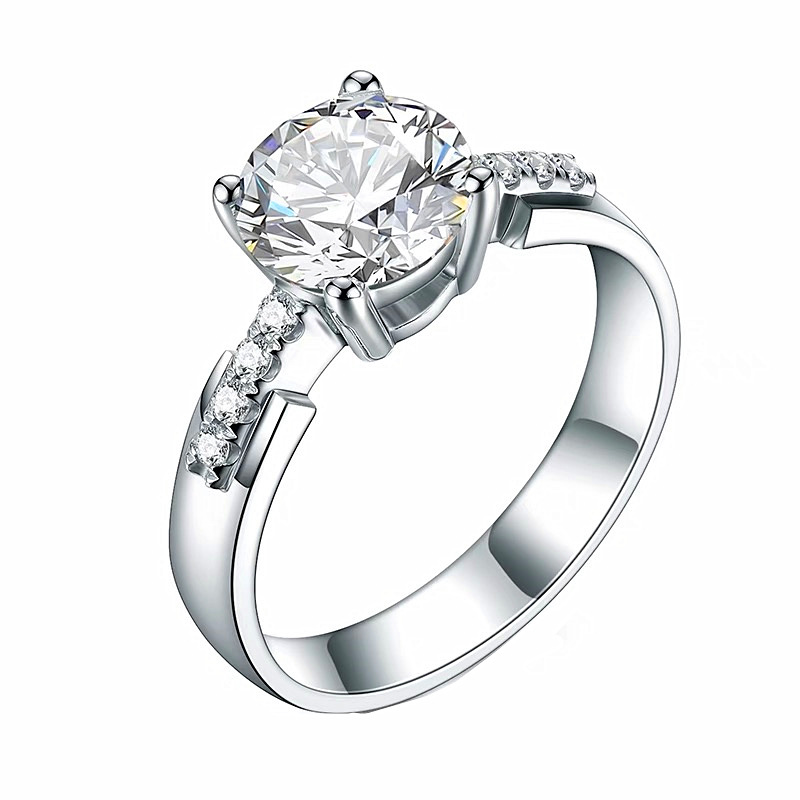 Cincin Moissanite Warna Silver Untuk Wanita