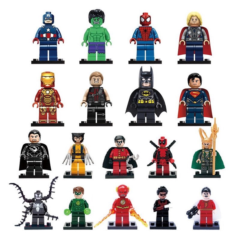 35pcs / Set Mainan Balok Bangunan Super Heroes / Captain America / Spiderman / Batman