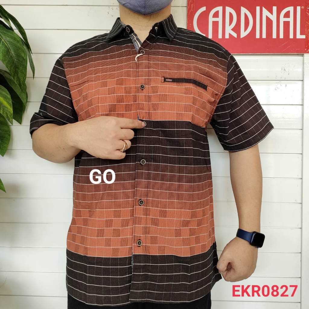 gof CARDINAL KEMEJA REGULAR Hem Pria Baju Cowok Pakaian Pria Lengan Pendek Kemeja Distro Original