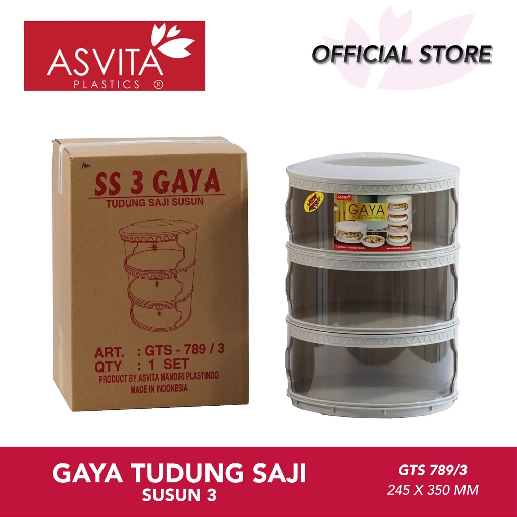 Azparadays - Asvita Tudung Saji Plastik Food Grade 3 Susun Movable Cover Gts7893
