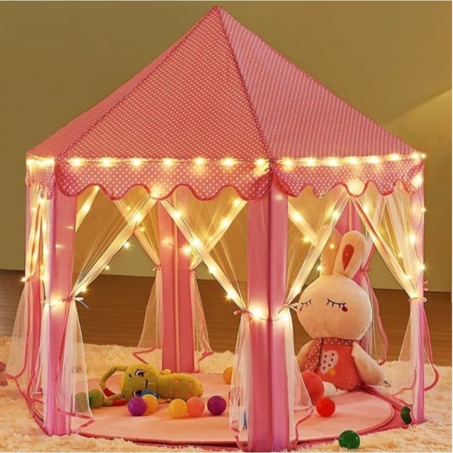 Tenda Anak Princess tenda anak import Pink Castle Kastil Mainan Indoor Outdoor Portable 6 SUDUT bahan nyaman dan aman pasarmurah