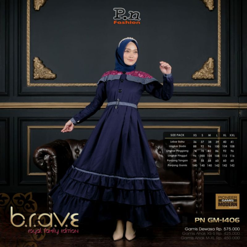 P.N Fashion GM-1406-00 Navy / Gamis Cewek Kekinian Terbaru By P.N Fashion / Baju Couple Kekinian