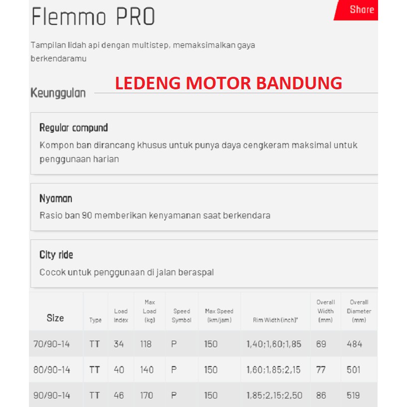 FDR 70/90-14 Flemmo Pro Ban Tubetype Motor Matic