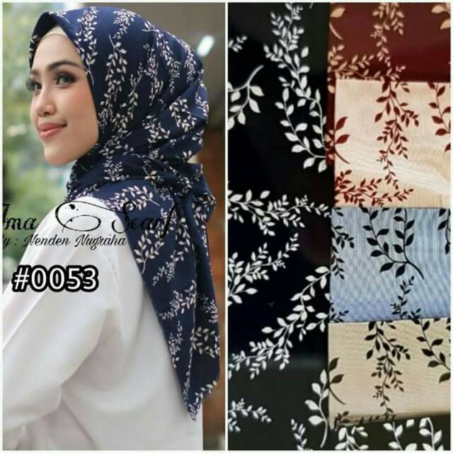 Kode 0053 segi4 rawis bunga ranting/segi empat ranting/jilbab segi4 motif katun