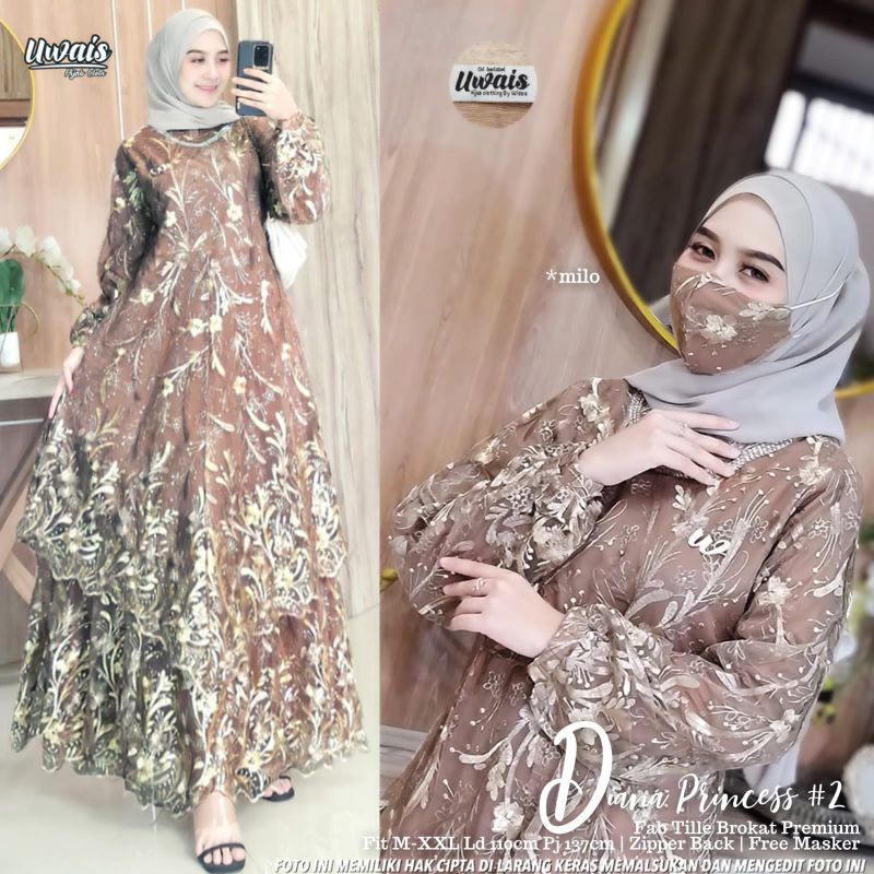 DIANA PRINCESS#2 ORI UWAIS (GAMIS BROKAT SET  MASKER)