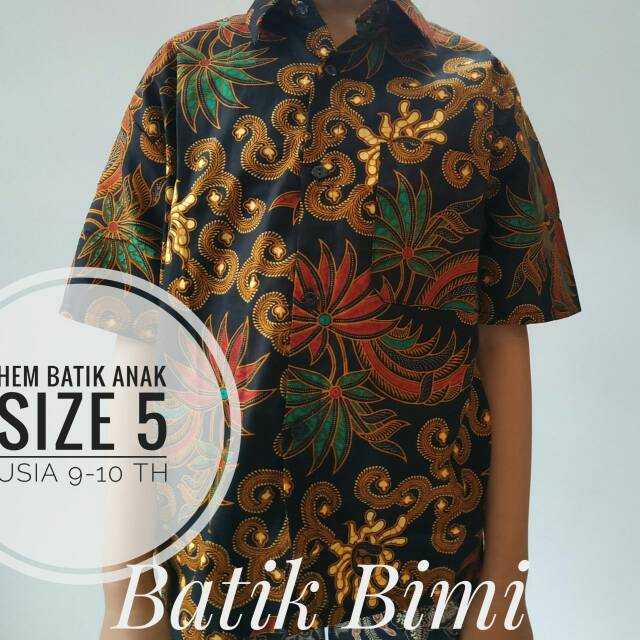 Hem Anak Laki-laki Batik Sogan Coklat Hitam Size 5 Usia 9-10 Tahun Katun Adem Dan Nyaman