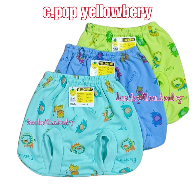 3pcs-yellowbery celana pop bayi new born/ celana kacamata bayi/ celana segitiga bayi baru lahir