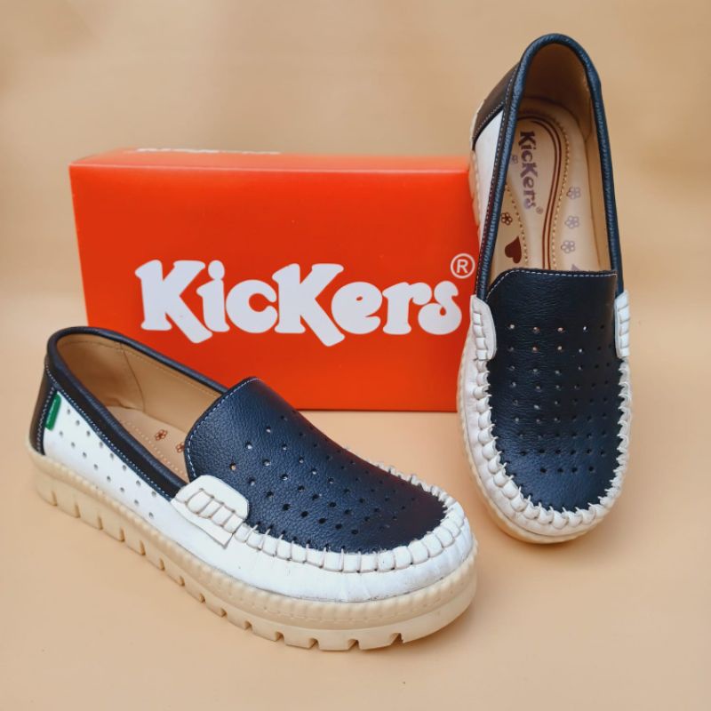 Sepatu kickers wanita kulit asli murah slip on. kode Rosi 03