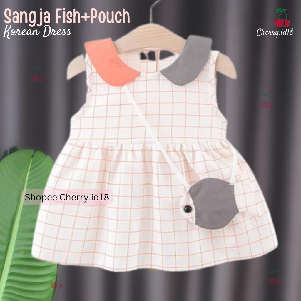 Cherry COD Sangja Dress Korean Girl+Pouch / Baju Anak Perempuan / Dress Anak Cewek D47