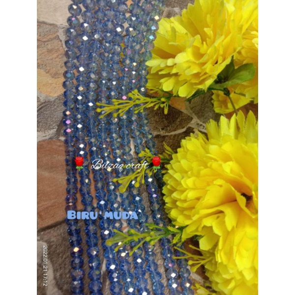 Kristal ceko 8mm gol.biasa-Biru muda