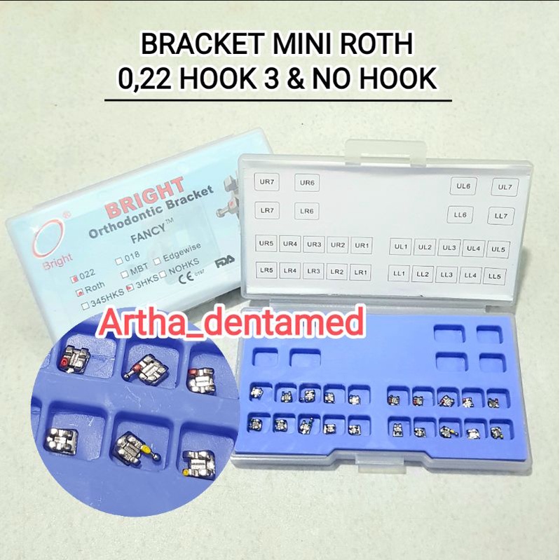 BRACKET MINI ROTH 0,22 WITH HOOK &amp; NO HOOK BEHEL DENTAL ( BRIGHT)