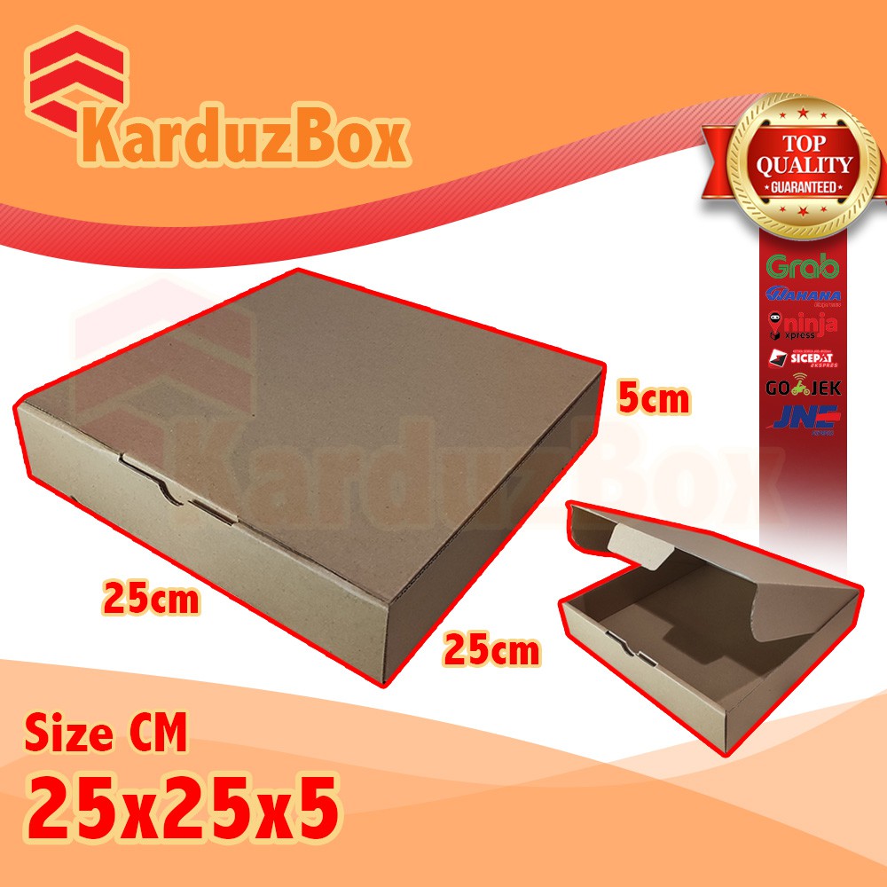 

25x25x5 kotak Kardus Packing Box Pizza, box hampers, box kado, kardus diecut polos
