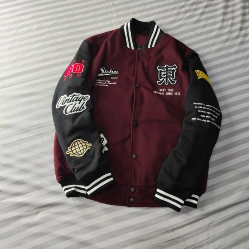 Jaket VERSITY BASEBALL FUJI KANJI ORIGINAL SLVHX | Jaket VERSITY COTTON
