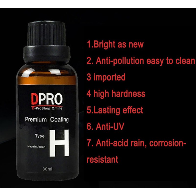 DPRO Premium Coating Crystal Liquid Hydrophobic Pelindung Bodi Mobil 9H Type H 30ml