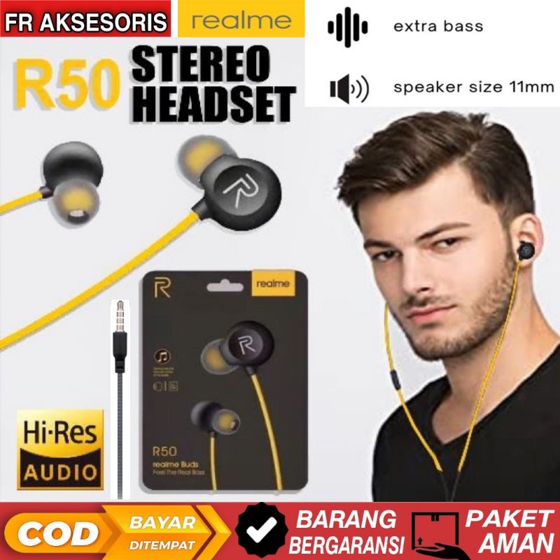 Headset Realme Buds 2 R50 Earphone Realme Buds Hd sound Bass with mic