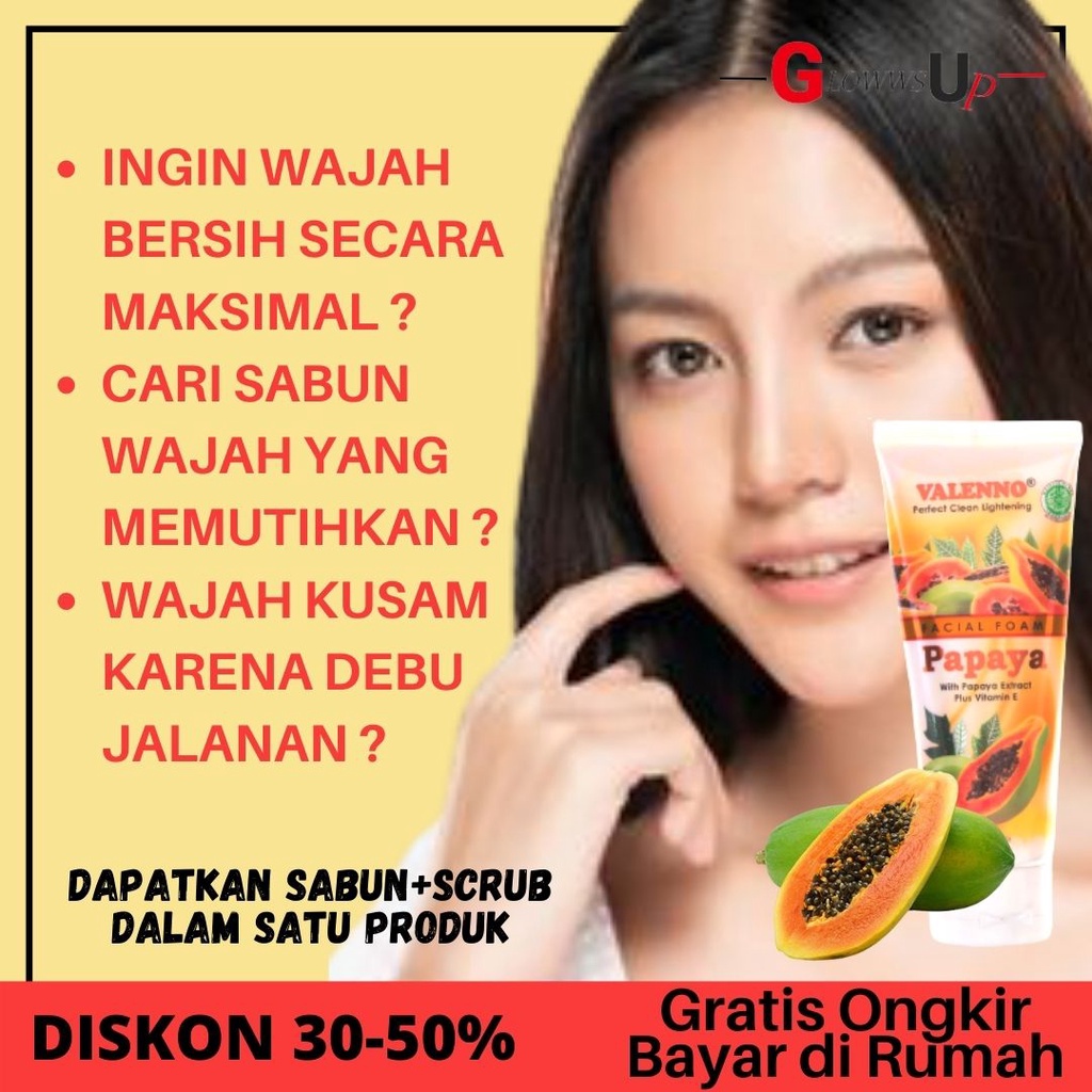 SABUN PEPAYA PENCERAH WAJAH - SCRUB WAJAH VALENNO FACIAL FOAM 100GR