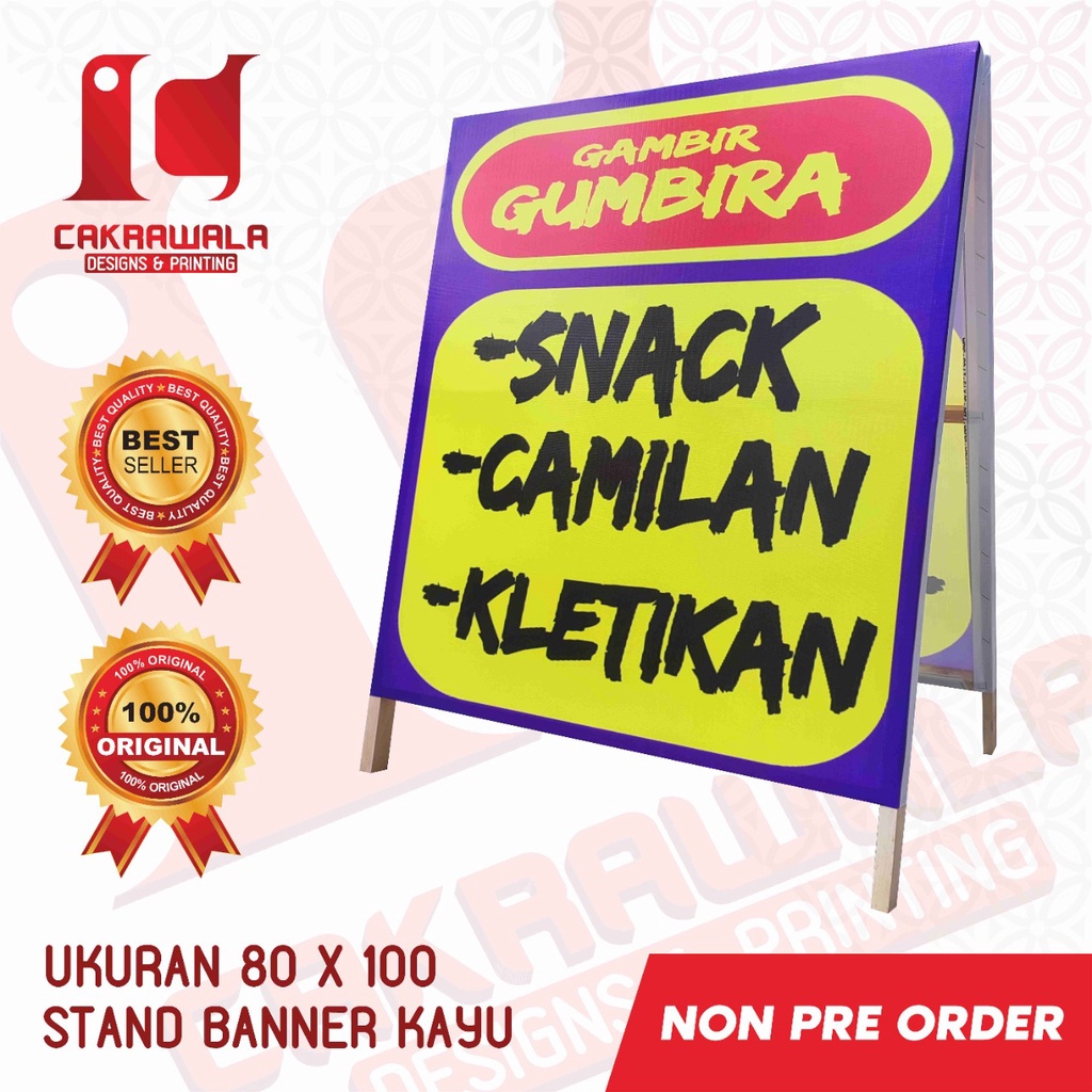 STAND BANNER KAYU UKURAN 80 X 100 - STANDING BANNER RANGKA KAYU - BANNER KAYU PROMOSI - A BANNER KAY