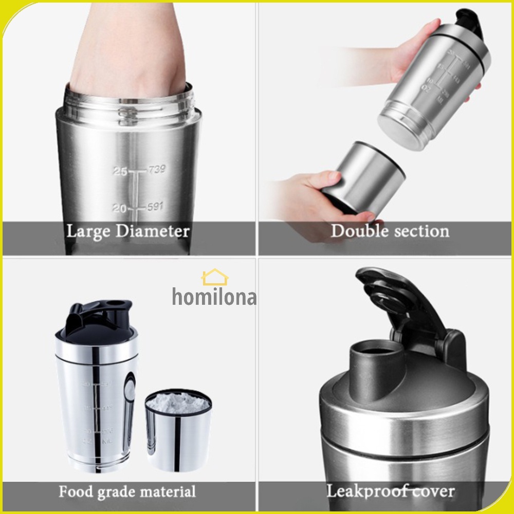 Botol Minum Tumbler Detachable Bottle Stainless Steel 600ml - AODMUKI AOM611 - Silver Black