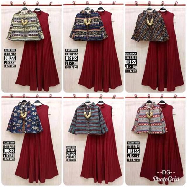 gamis plisket/plisket ory/blazer /gamis grosir