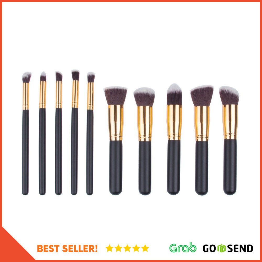 Kuas Make Up Wajah 10 PCS - Black Gold