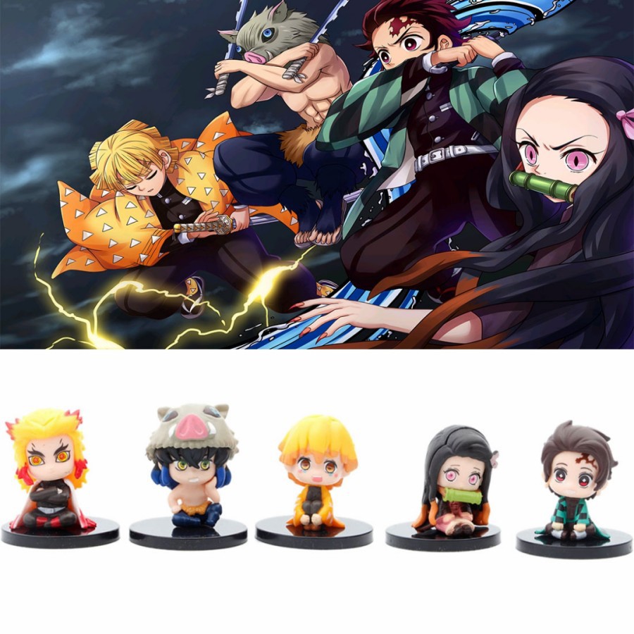 5 pcs/set Figure Kimetsu No Yaiba Demon Slayer Mugen Train Movie