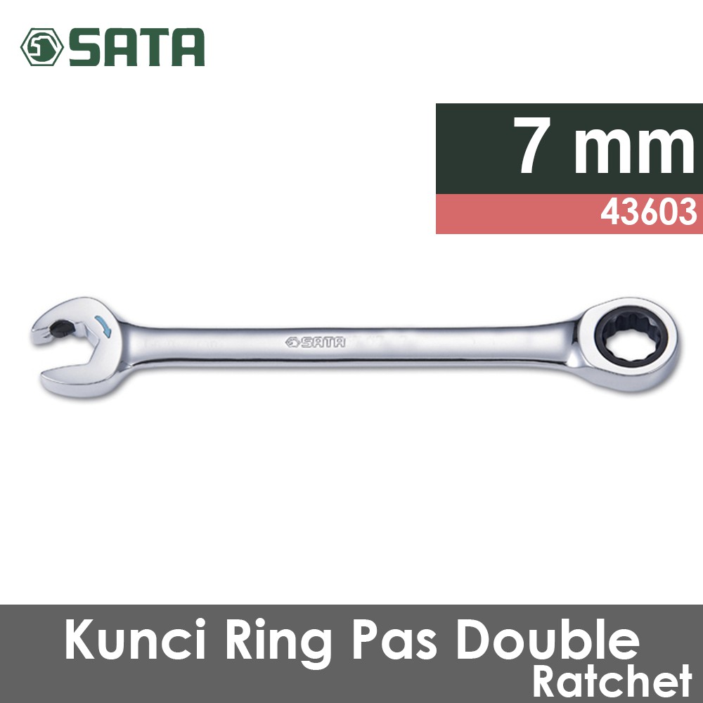 SATA Kombinasi Ratchet 7 MM Combination Double Ratcheting Wrench 43603