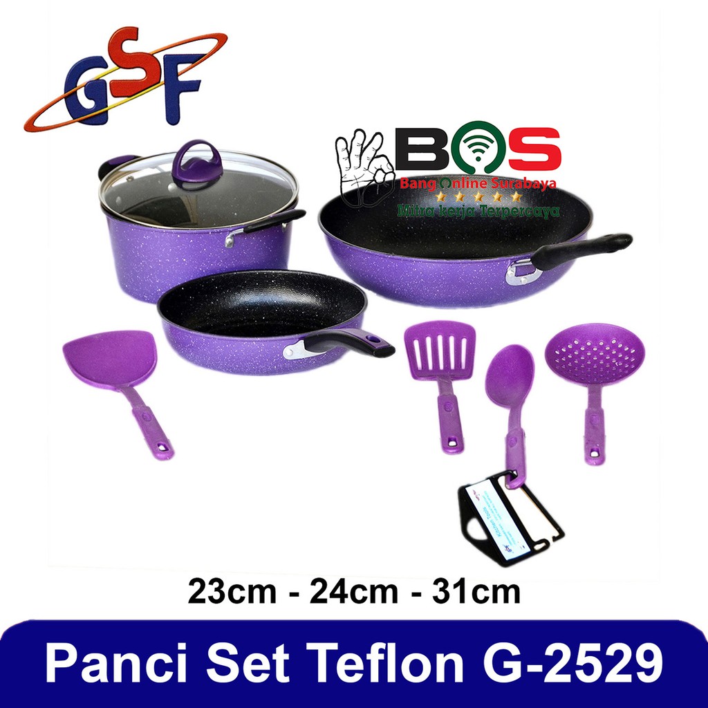 Panci Set 8pcs Wajan Set Teflon Anti Lengket GSF 2629 GSF-2629 + Utensile