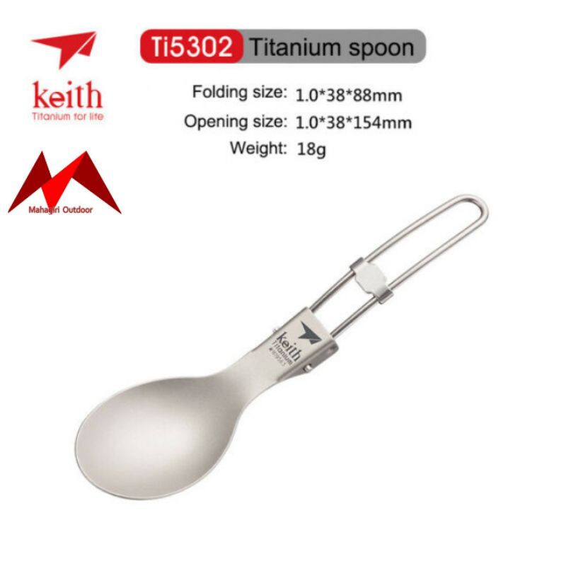 Keith titanium Ti5302 folding spoon Ultralight sendok camping outdoor