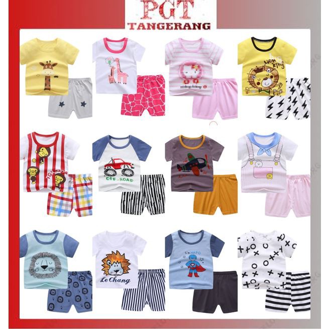 PGT - Setelan Anak 0- 3 Tahun Model 36 - 48 Baju Setelan Anak Piyama Tidur Pendek Jumper Anak Bayi