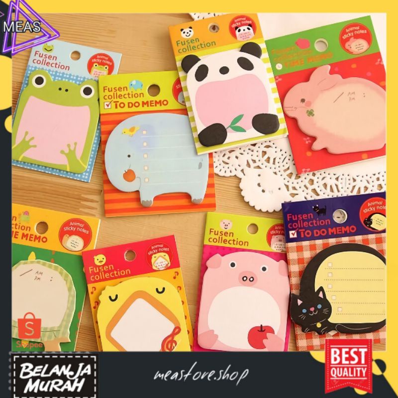 

MEASTORE Sticky Notes Motif Hewan Tempelan Kertas Catatan Memo Note Karakter Animal