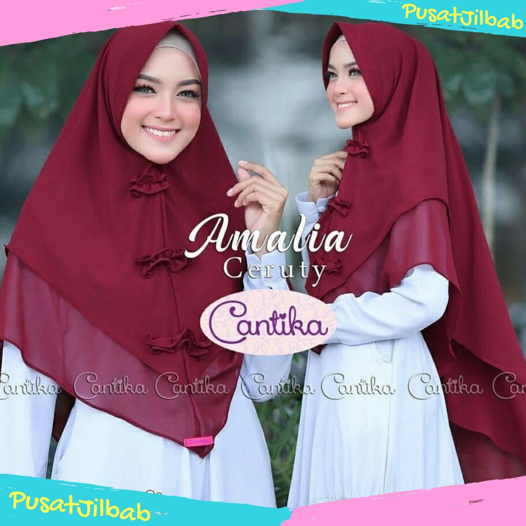 Hijab Jilbab  Khimar Amalia Ceruty Premium Khimar Instant 