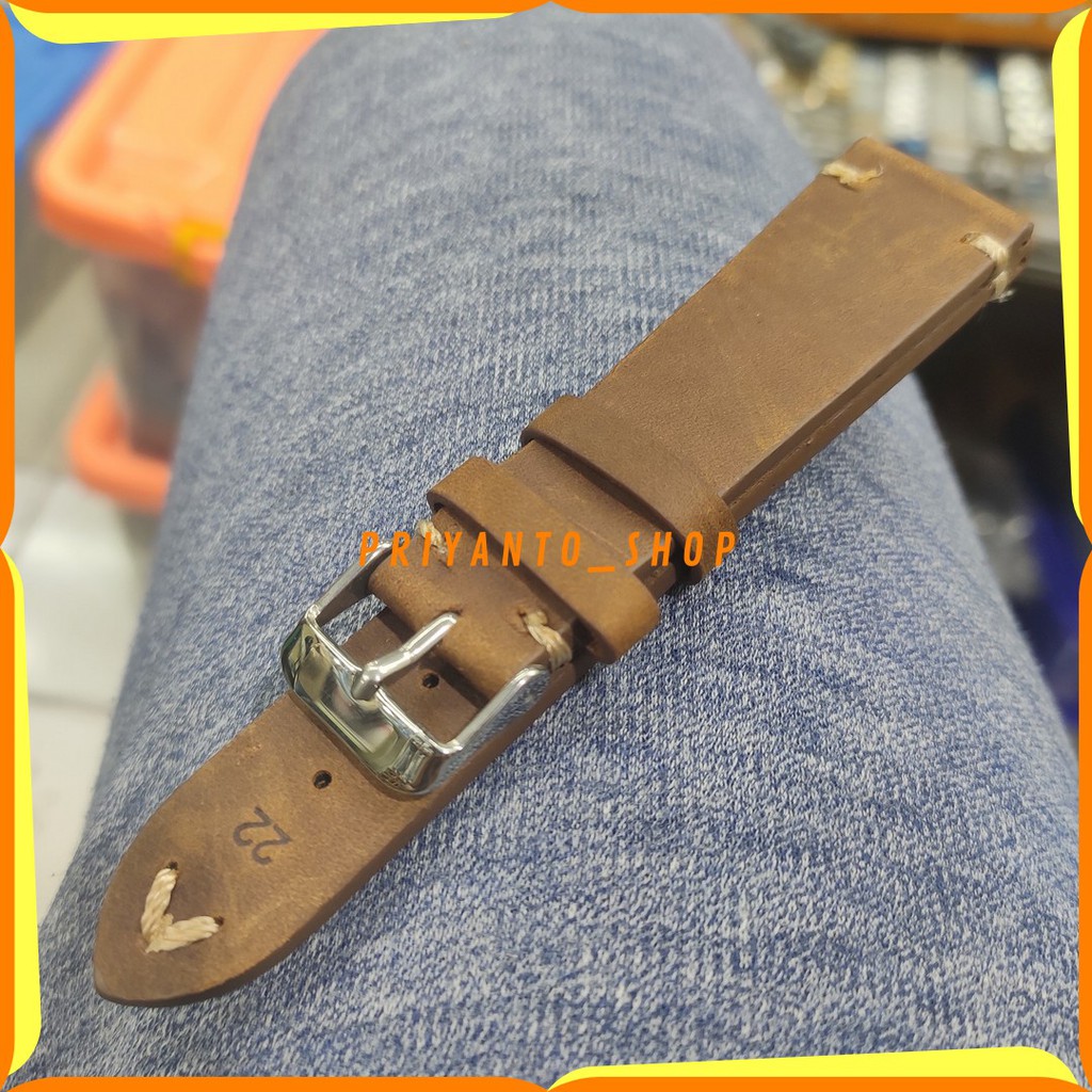 STRAP TALI JAM KULIT LEATHER ASLI JAM TANGAN ZORRO 20MM 22MM BROWN NON LOGO