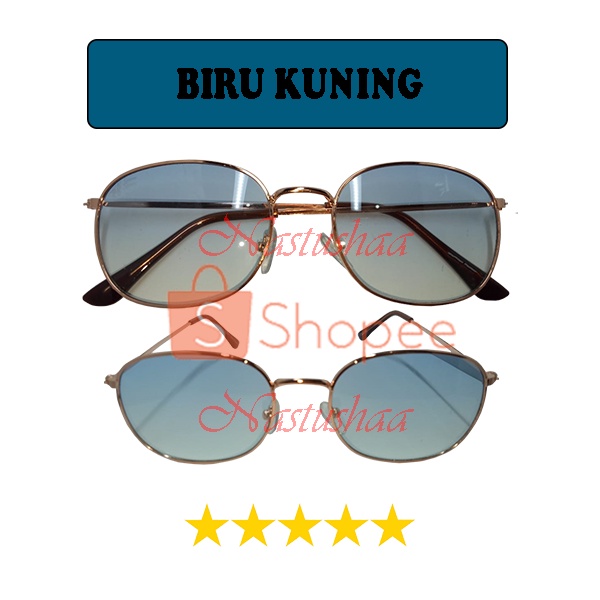 Kacamata Wanita dan Pria Fashion Aksesoris Gaya Pantai Frame Metal Sunglasses Kacamata Anti UV Lensa Gradasi FREECASE