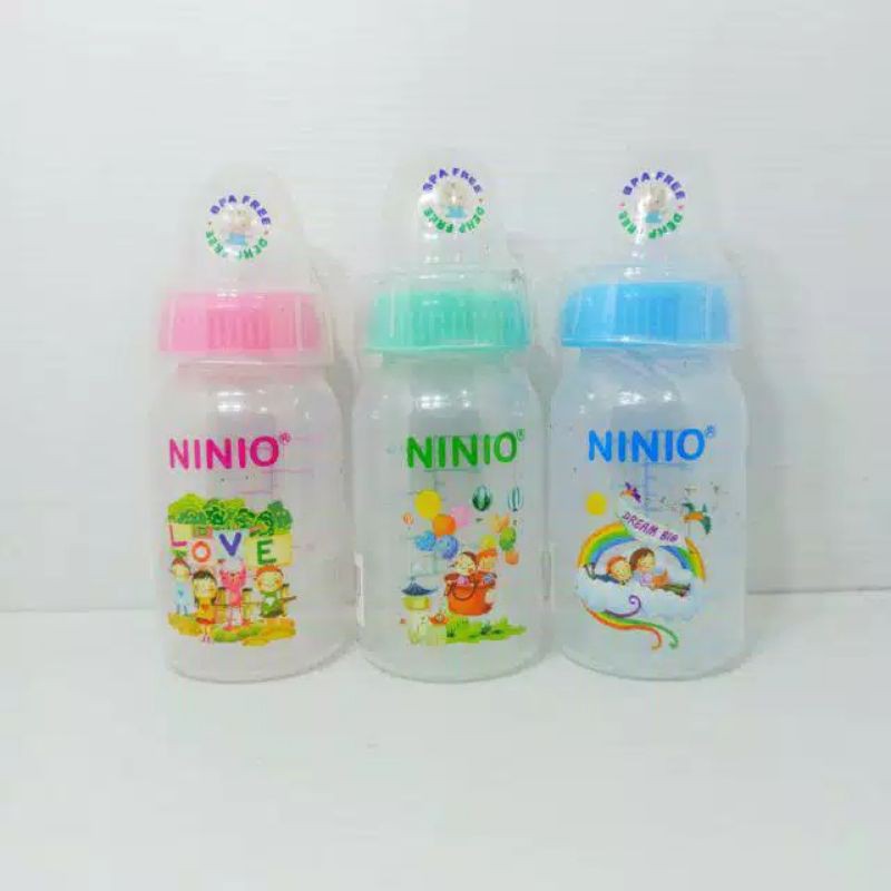 Ninio Round Bottle PP Dot Susu Bayi Anak Bulat BPA FREE &amp; SNI-Botol Susu Murah Bahan Tebal