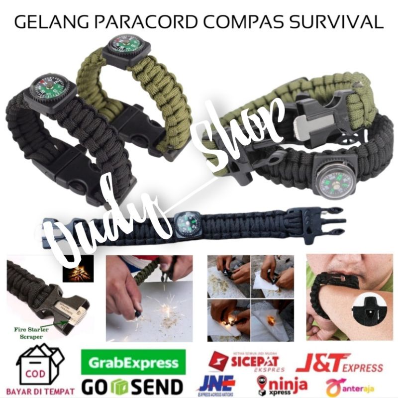 Gelang Paracord Kompas Pendaki Gunung Survival Kit