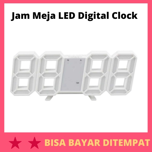 Jam Meja LED Digital Clock / Jam Waker Beker Alarm Meja Belajar Kerja Kantor Digital Elektrik Putih 