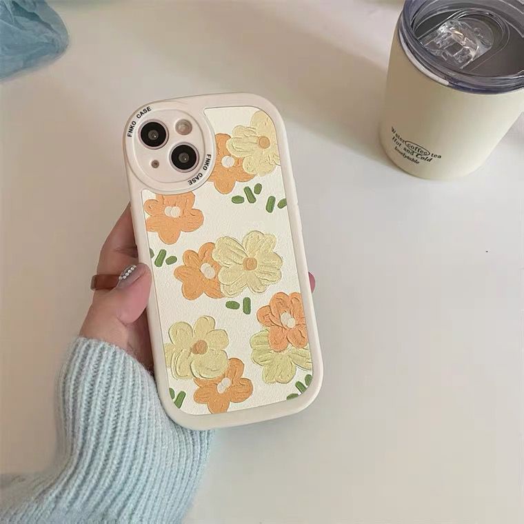 [TPC] Phone Case IPHONE 6 6S 7 8 PLUS X XS MAX XR 11 12 13 PRO MAX Orange Flower Casing Lucu Korean IP025